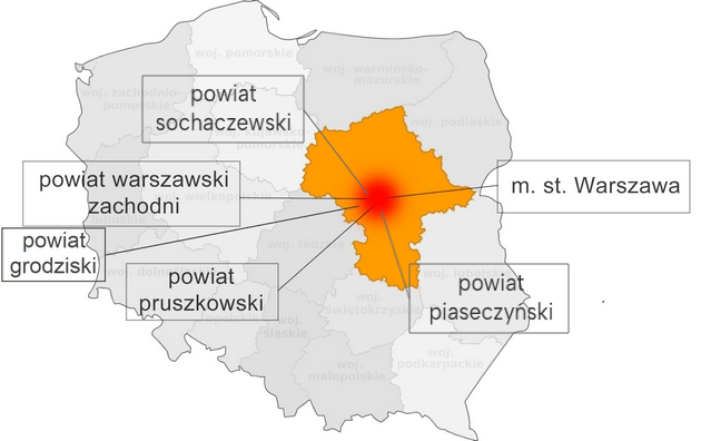 Zasięg działania mapa